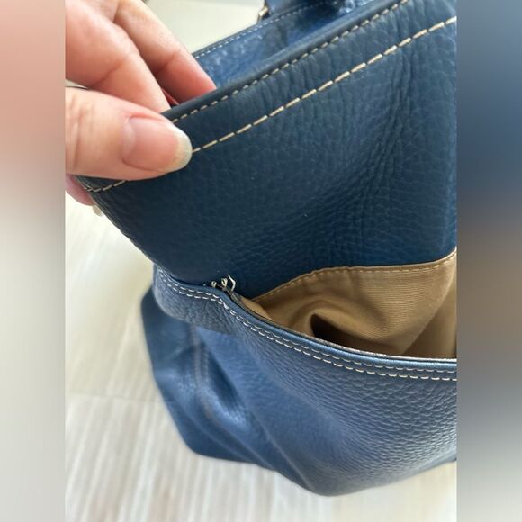 Coach Hamilton Blue Pebbled Leather Hobo Tote Bag - Picture 7 of 16